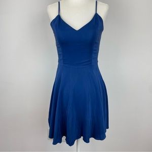 Amanda Uprichard 100% silk Blue Mini Dress Fit & Flare spaghetti strap Small